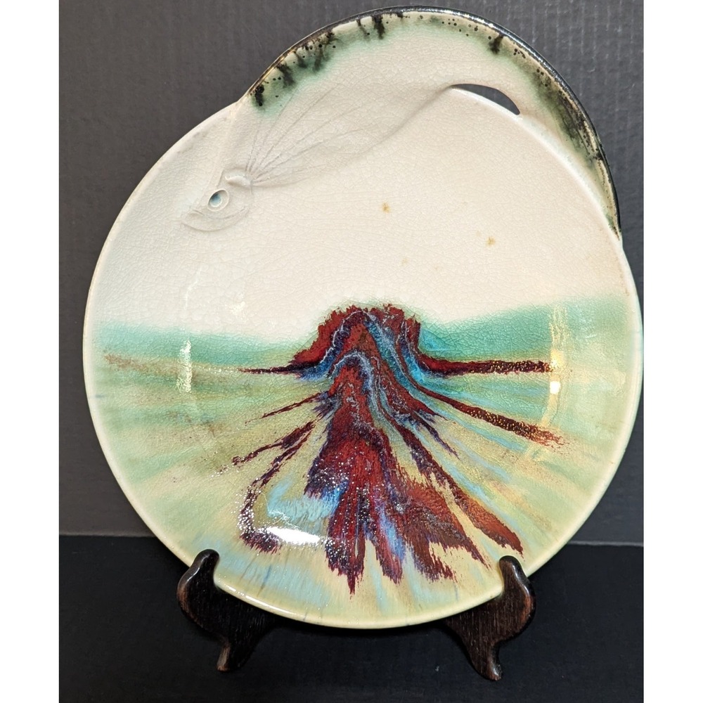 Studio Pottery Hand Thrown Abstract Decorative Bowl Hang/Sit/Stand Artist Signed